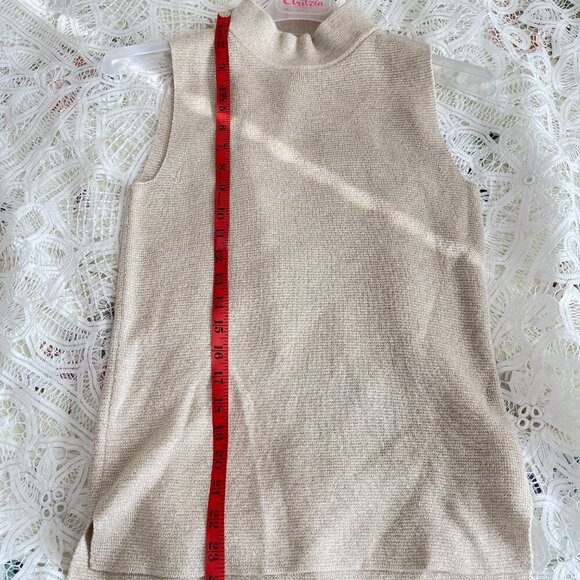 Banana Republic Sleeveless Shimmer Mock Neck Knit Top Beige – XS - Picture 8 of 9